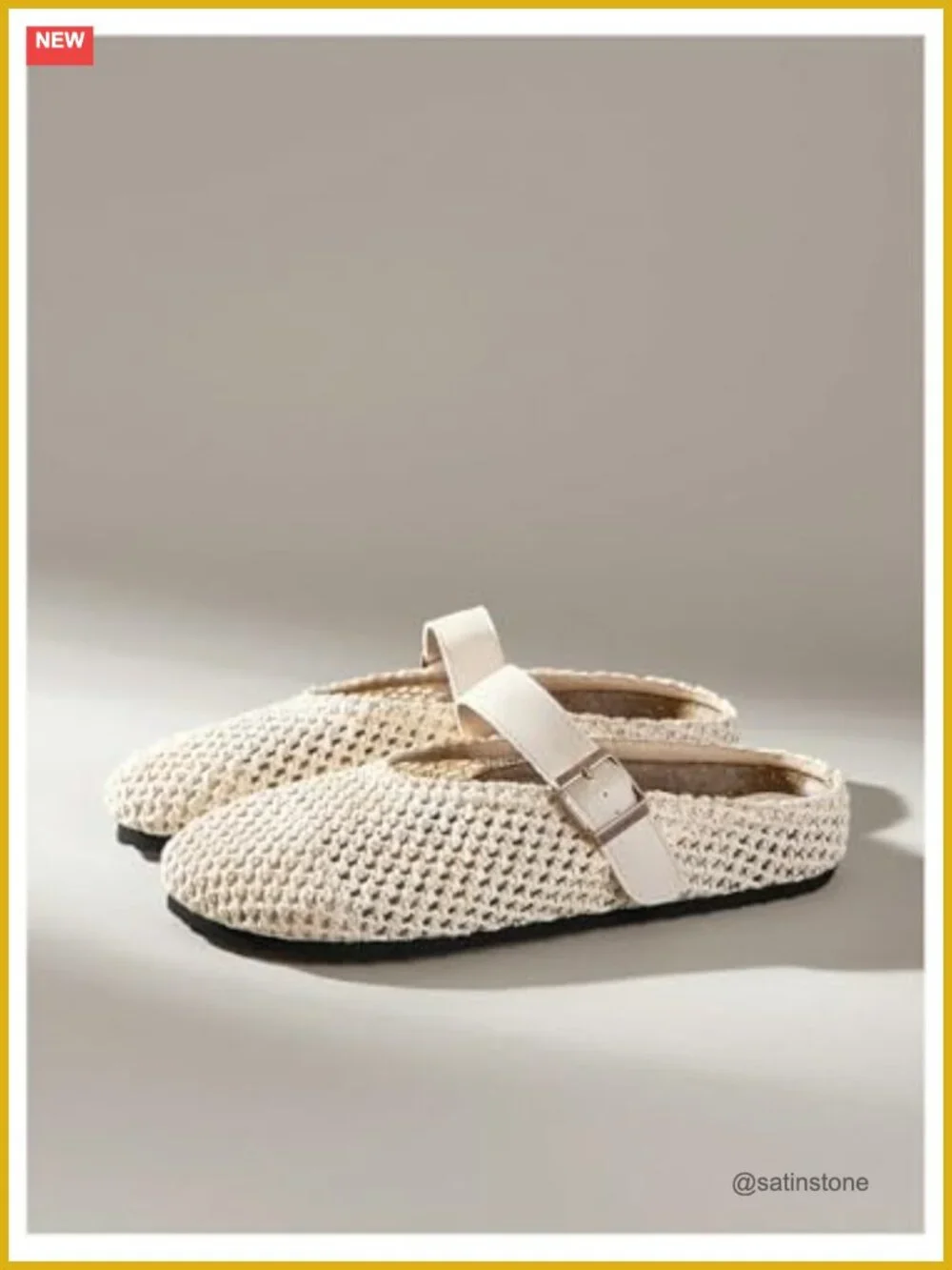 Crochet Mules Clogs Flat Cork Footbed Adjustable Buckle Slip-On Summer Sandals - Picture 2 of 5